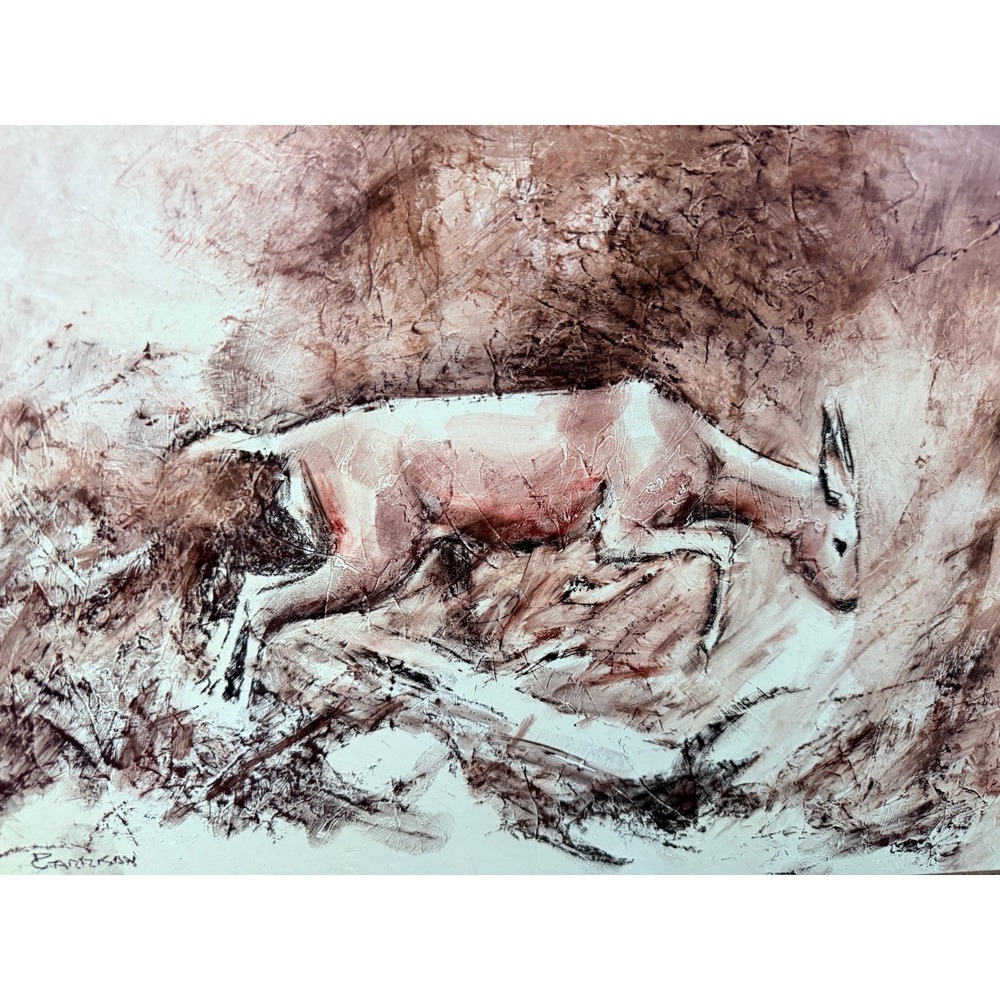 Original Signed David E Garrison Deer Wildlife Conte Crayon Framed Artwork - Picture 3 of 12